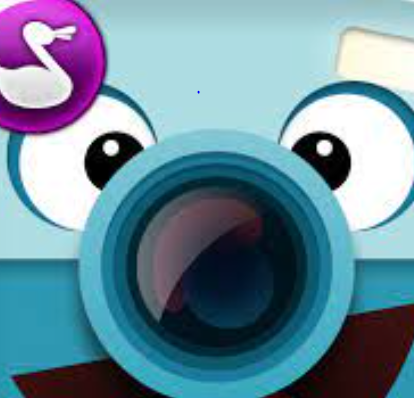 A close up of a character with eyes and a camera for a nose